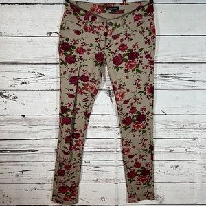 Floral Tan Stretch Pants